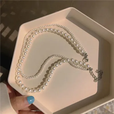 Faux Pearl Double Layer Necklace